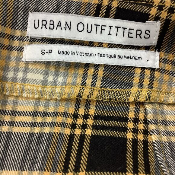 Urban Outfitters Women S Mini Skirt Plaid Mid Rise Yellow Black Gray Stretch - Picture 6 of 9